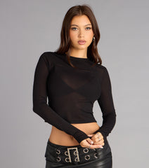 Second Skin Energy Mesh Long Sleeve Crop Top