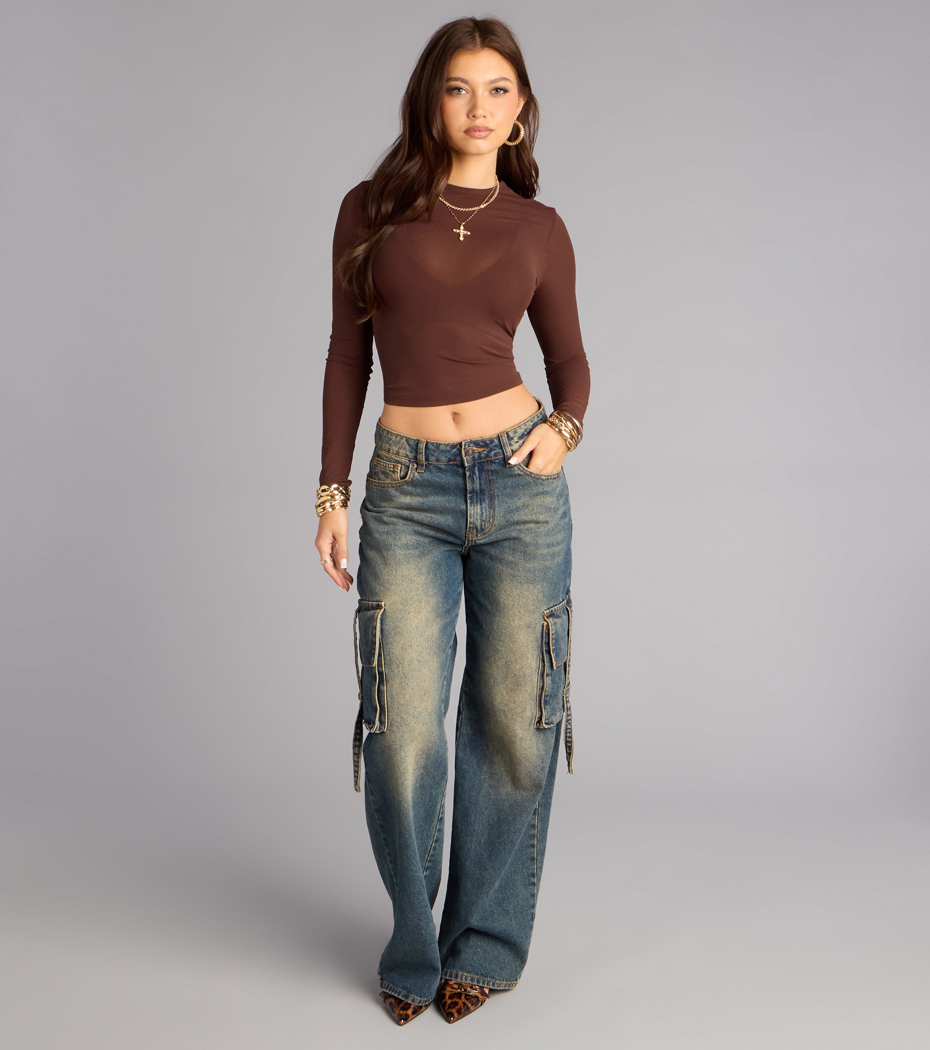 Low-Key Chic Sheer Mesh Long Sleeve Top