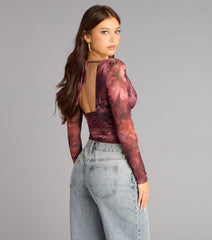 Soft Focus Drama Mesh Plunge Crop Top