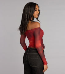 Work Of Art Abstract Long Sleeve Crop Top