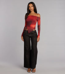 Work Of Art Abstract Long Sleeve Crop Top
