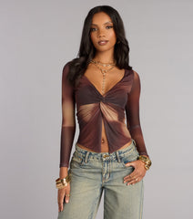 Twist of Fate Abstract Flyaway Long Sleeve Top