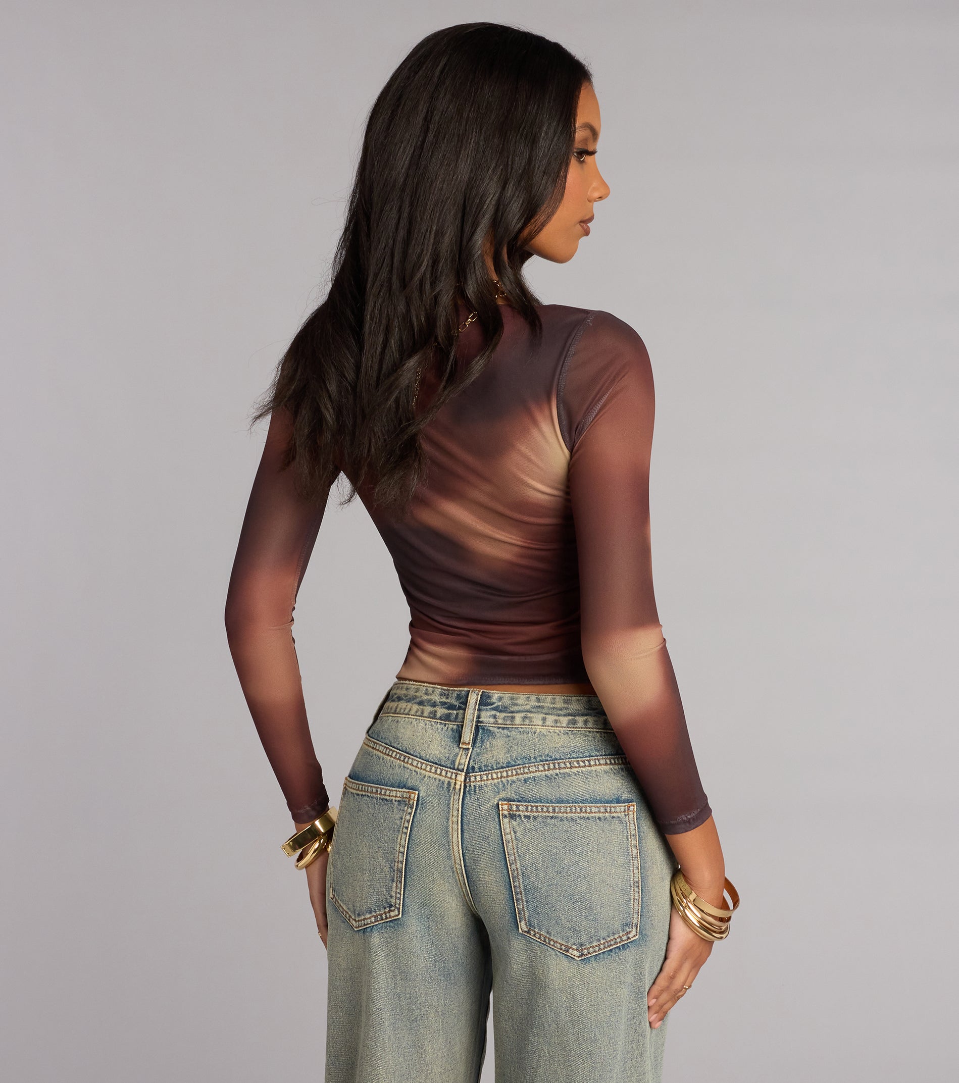 Twist of Fate Abstract Flyaway Long Sleeve Top