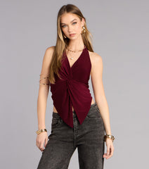 Sculpted And Sultry Twist-Front Halter Top