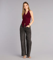 Sculpted And Sultry Twist-Front Halter Top