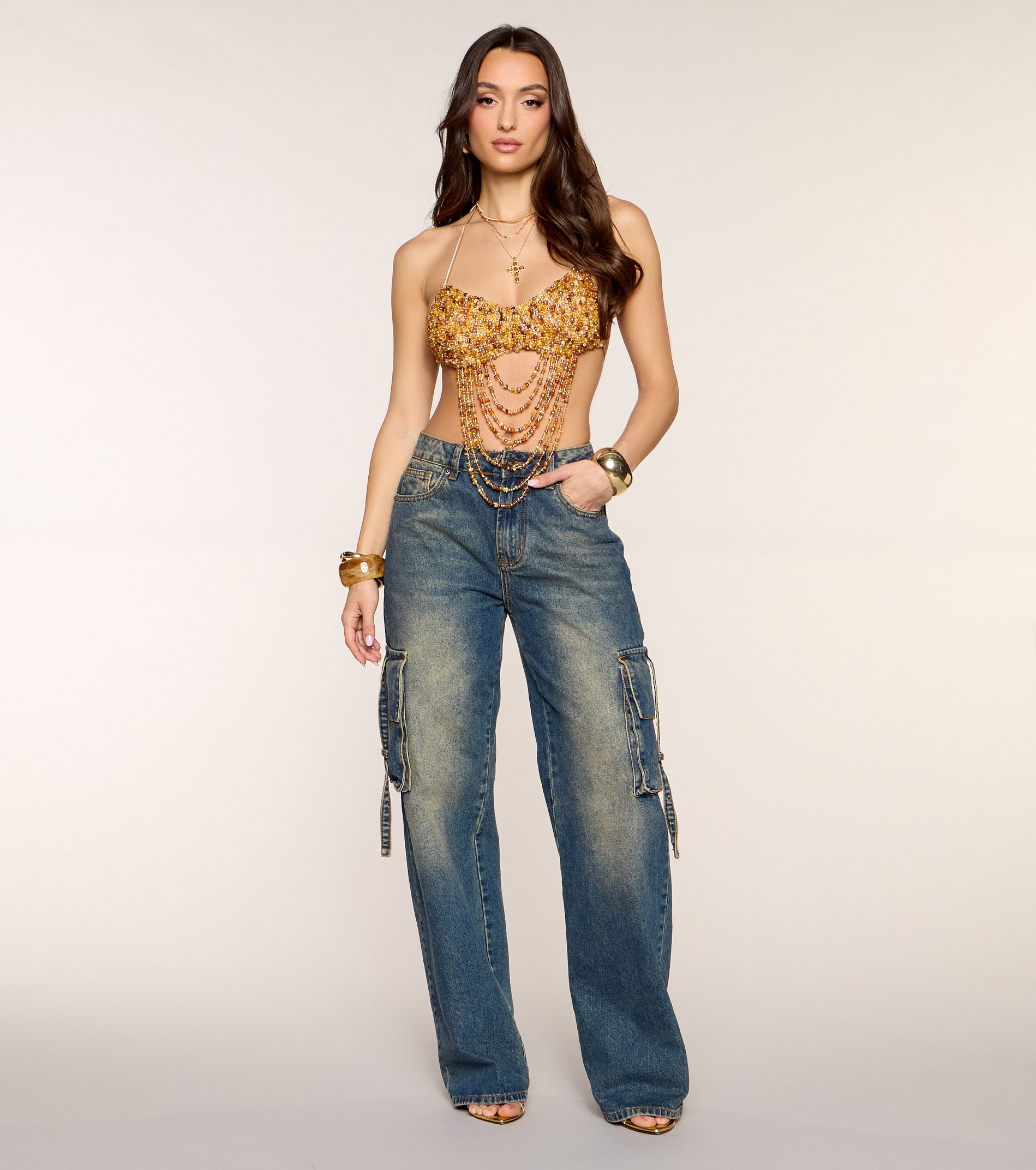 Desert Disco Beaded Bra Top