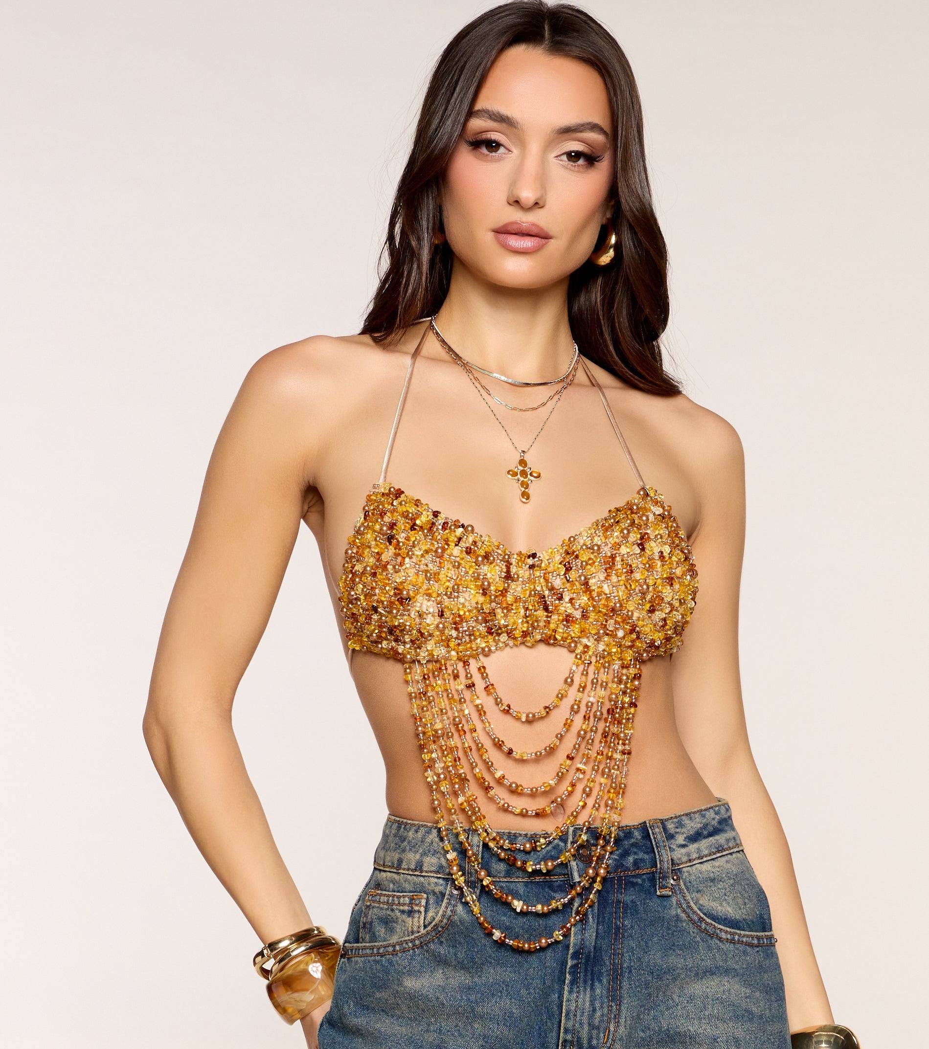 Desert Disco Beaded Bra Top