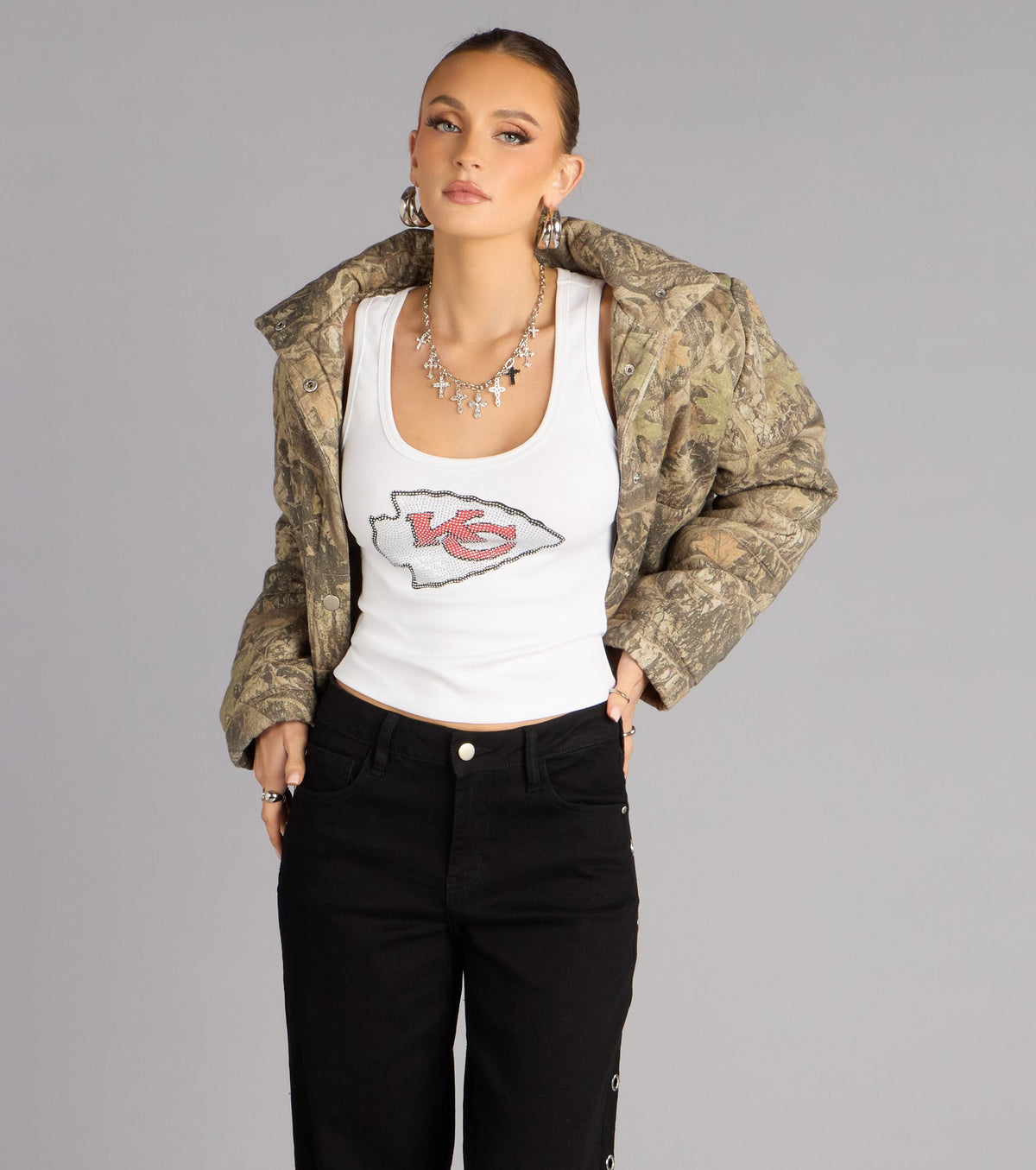 Ultra Game NFL Kansas City Chiefs Rhinestone Tank Top