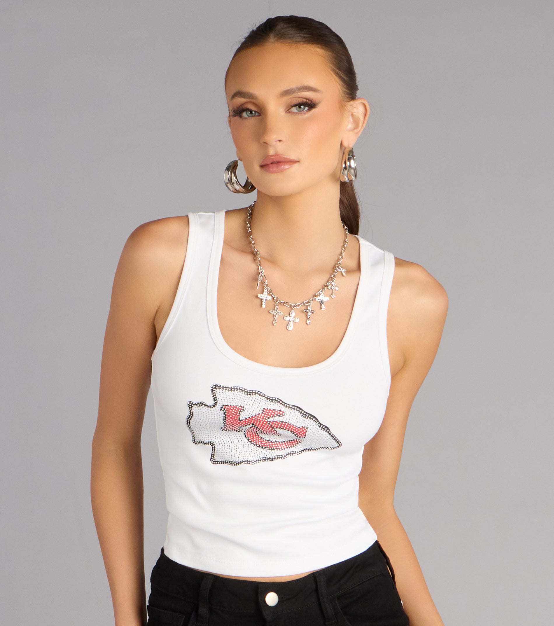 Ultra Game NFL Kansas City Chiefs Rhinestone Tank Top