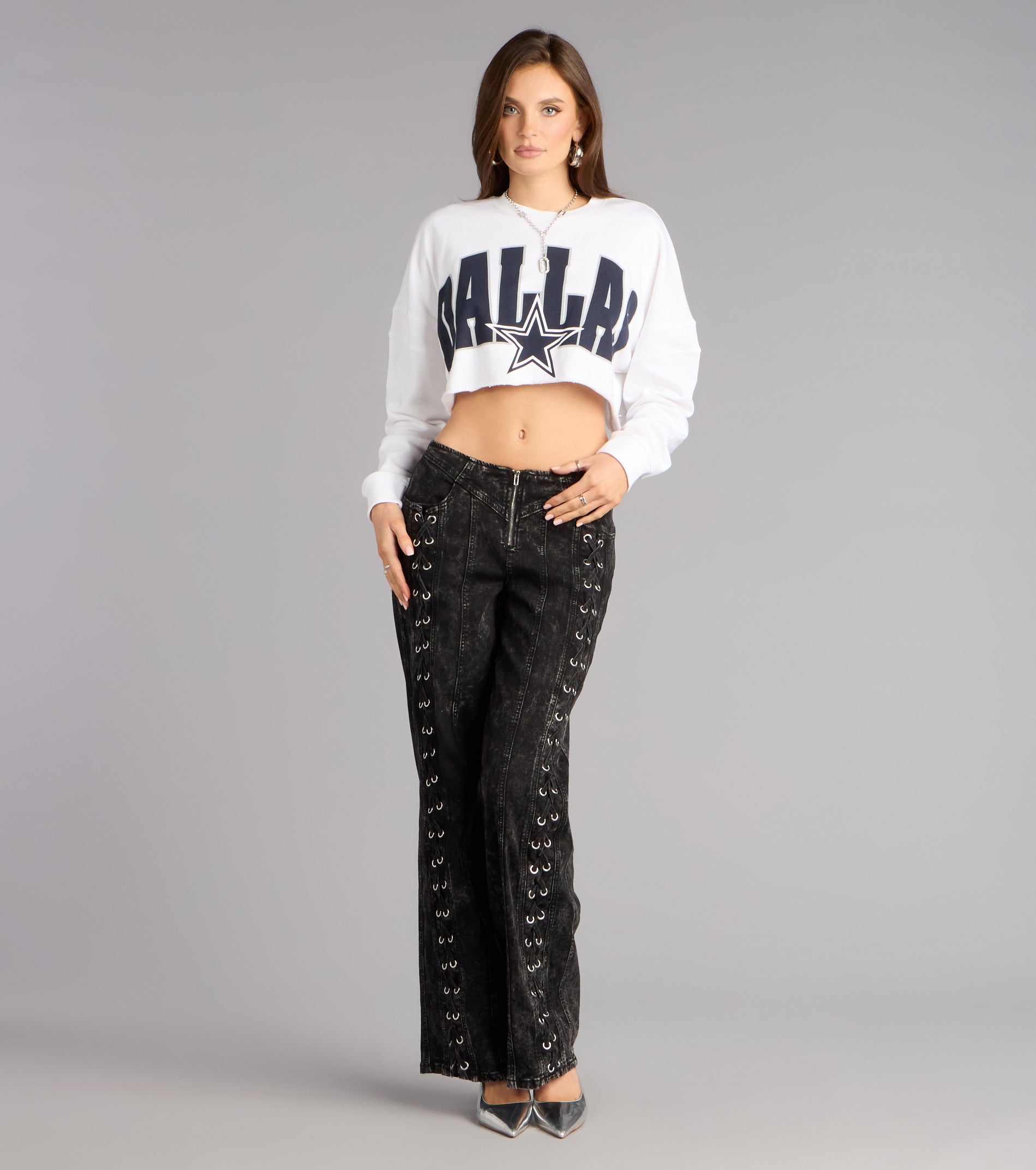 Ultra Game NFL Dallas Cowboys Crop Sweatshirt