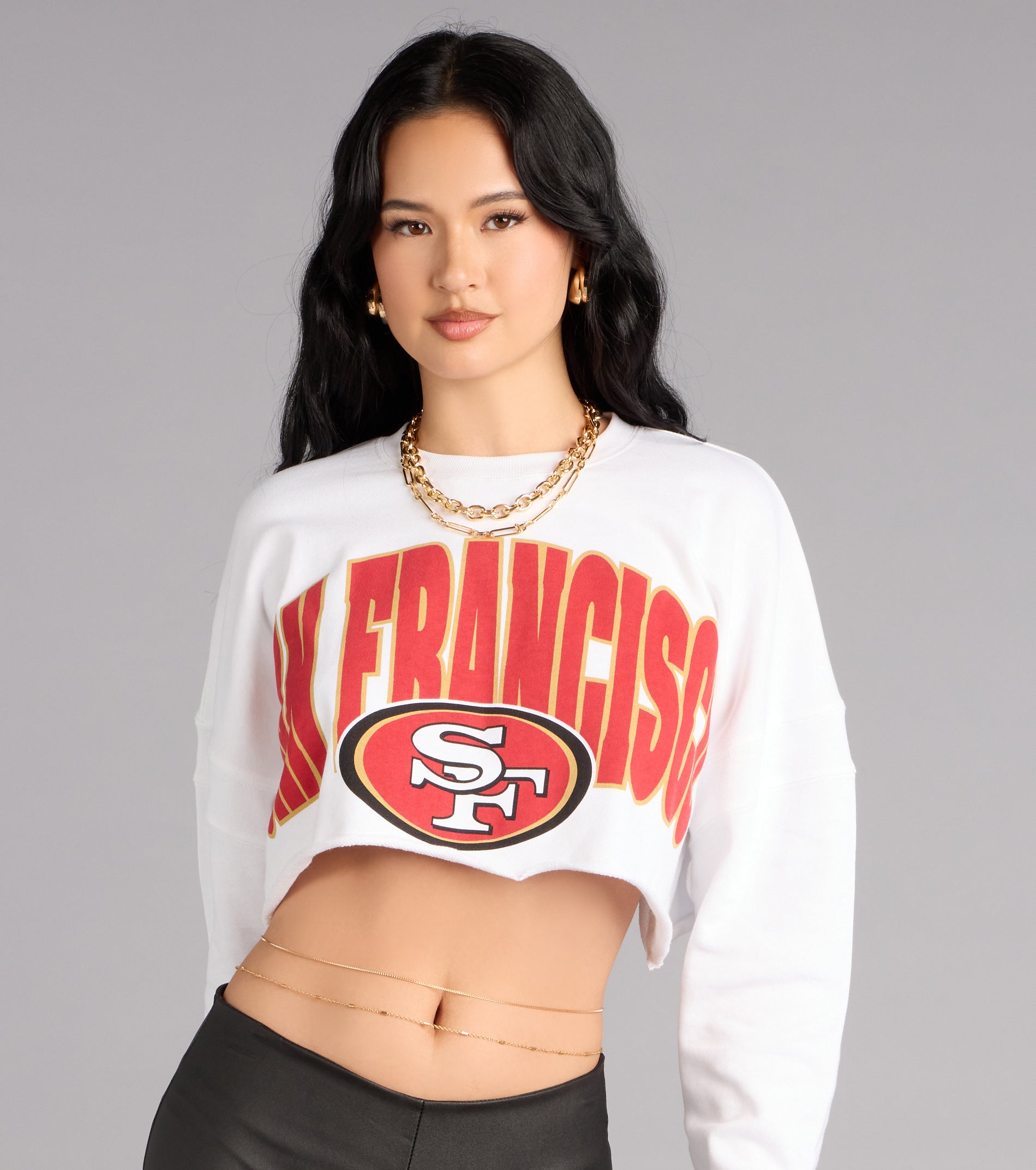 Ultra Game NFL San Francisco 49ers Crop Sweatshirt