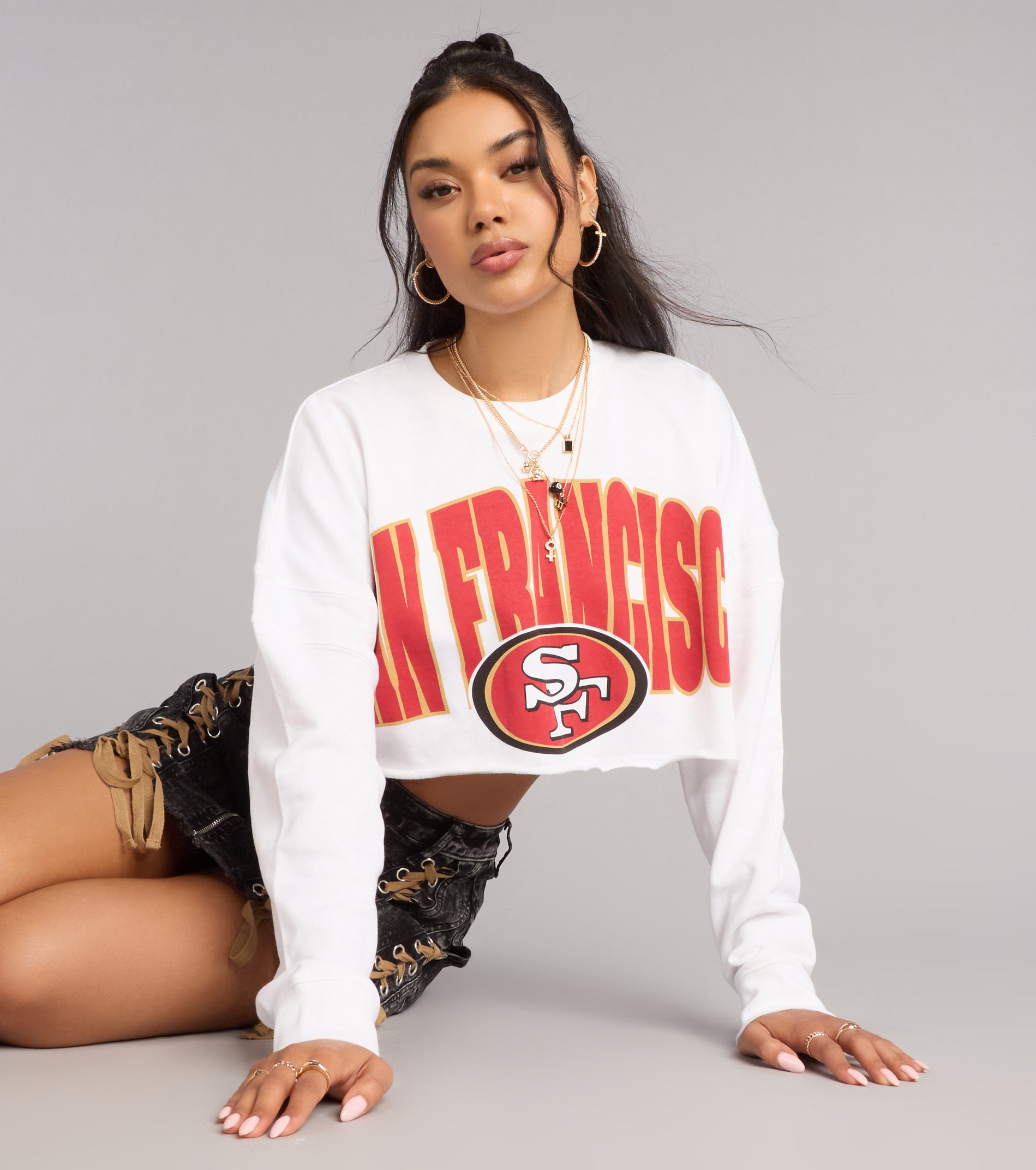 Ultra Game NFL San Francisco 49ers Crop Sweatshirt