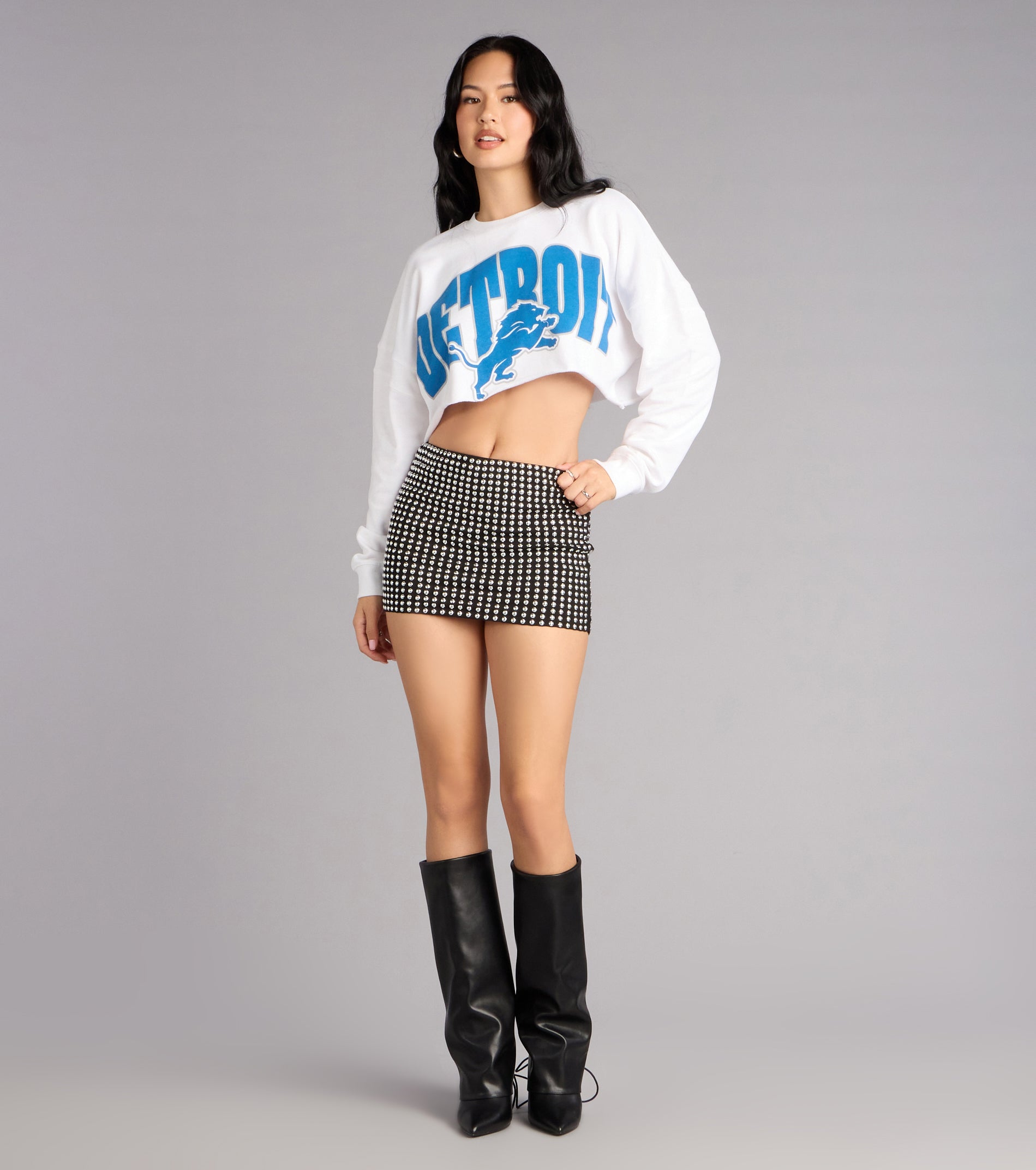 Ultra Game NFL Detroit Lions Crop Sweatshirt