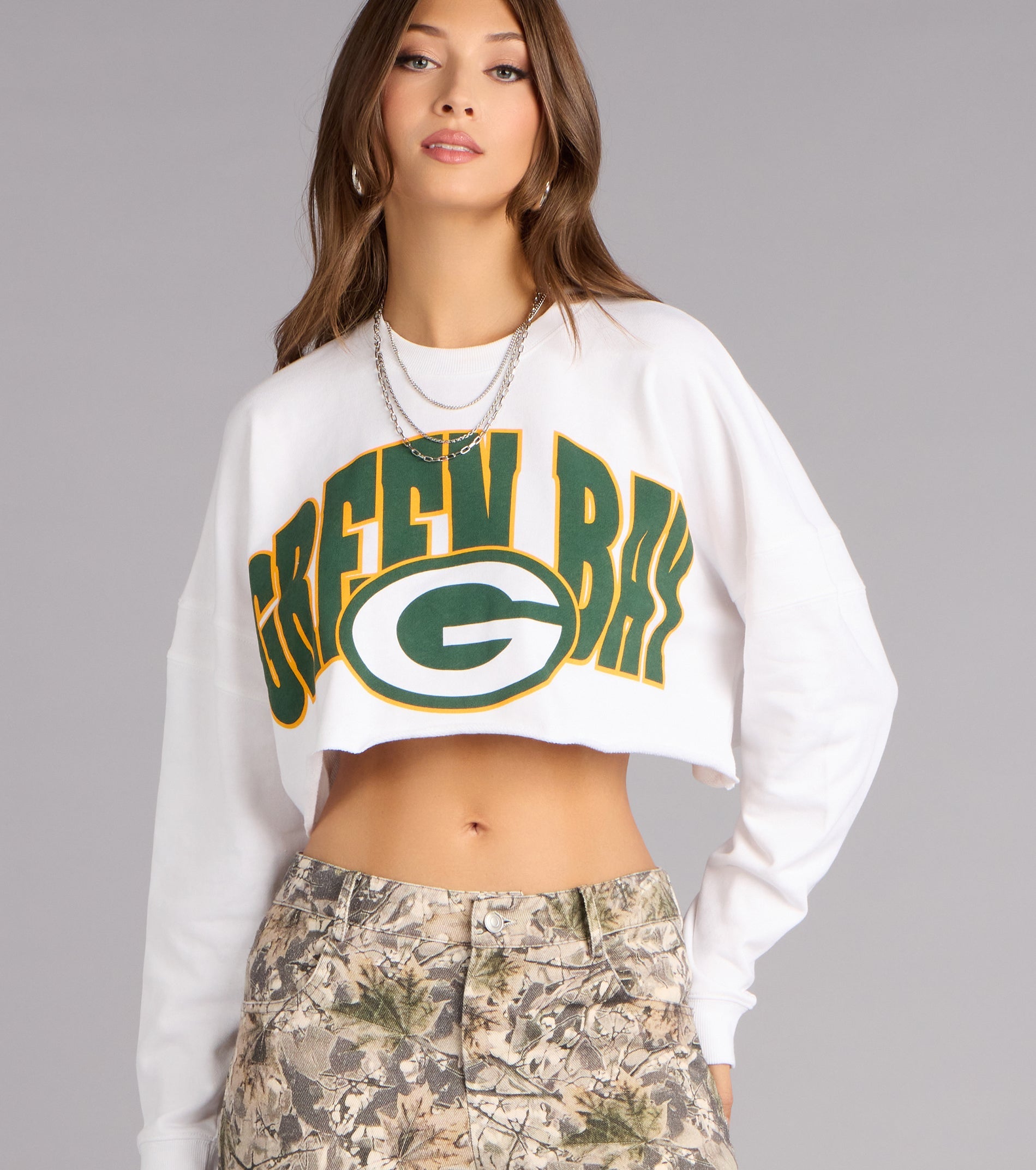Ultra Game NFL Green Bay Packers Crop Sweatshirt
