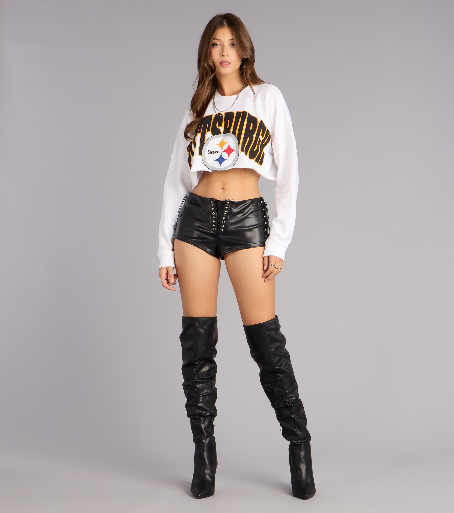 Ultra Game NFL Pittsburgh Steelers Crop Sweatshirt