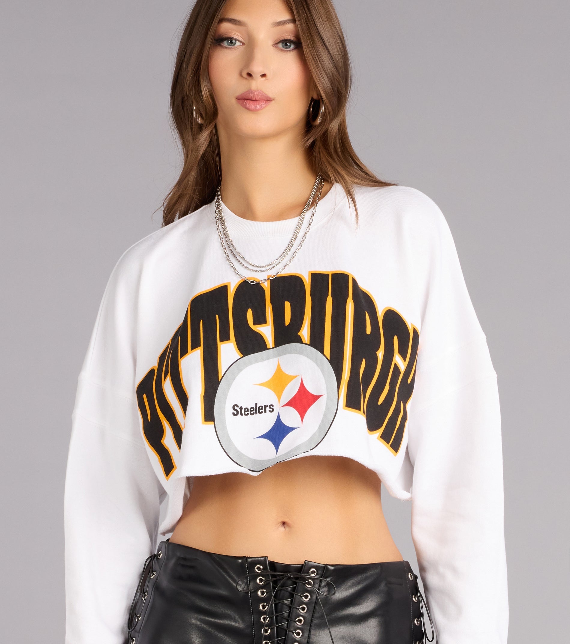 Ultra Game NFL Pittsburgh Steelers Crop Sweatshirt