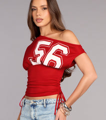 Play It Cute Off Shoulder Jersey Top