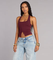Casual Cutie Rib Knit Crop Top