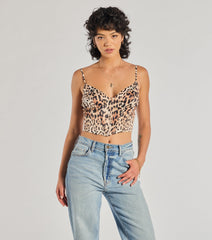 Cute And Bold Leopard Satin Corset Top