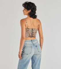 Cute And Bold Leopard Satin Corset Top