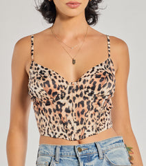Cute And Bold Leopard Satin Corset Top