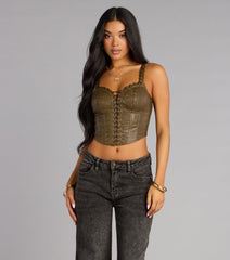 Street Siren Faux Leather Corset Top
