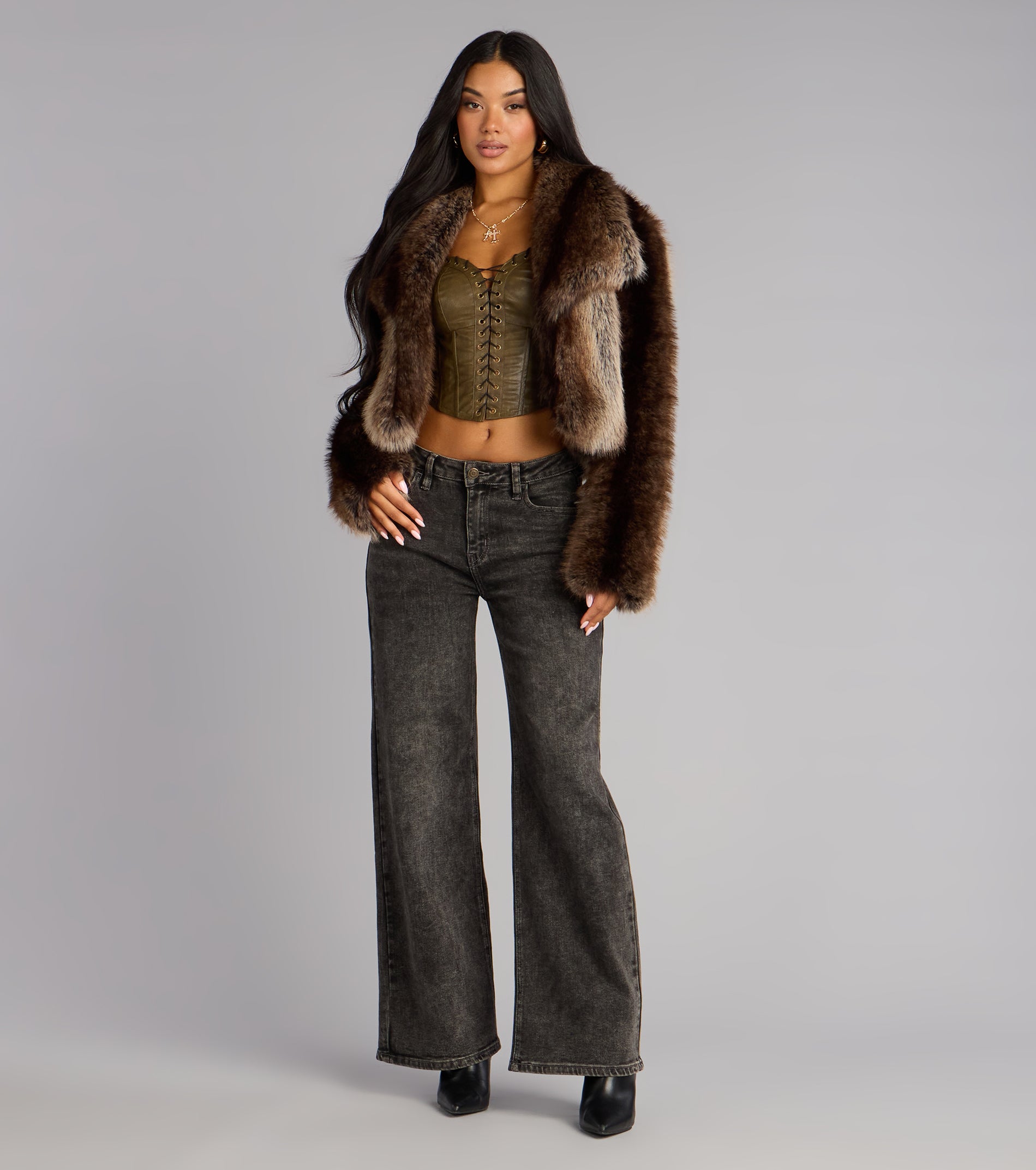 Street Siren Faux Leather Corset Top