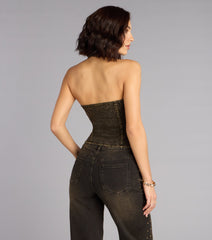 Zip Into It Denim Halter Top