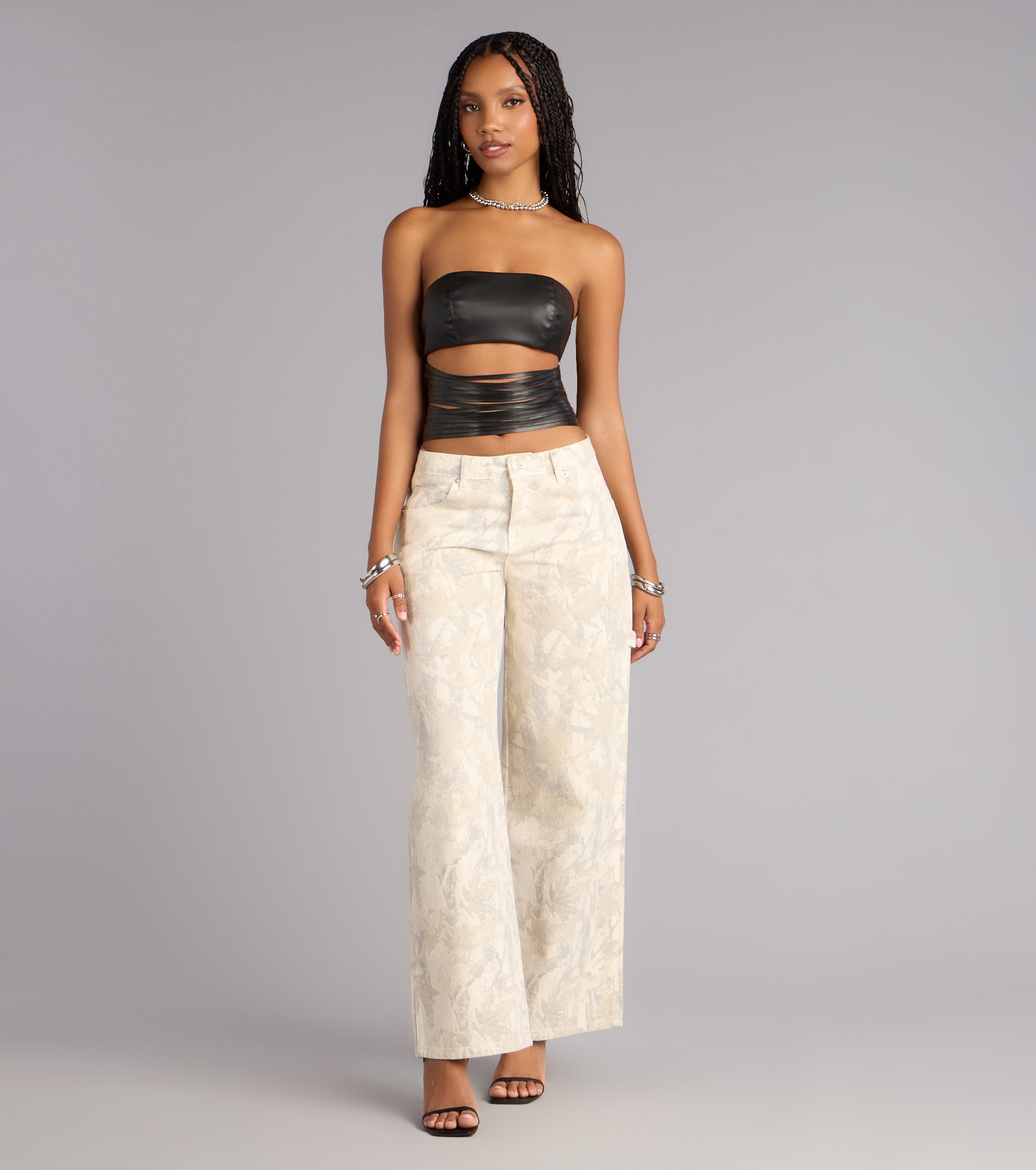 Confidently Bold Strappy Faux Leather Tube Top