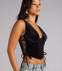 Velvet Temptation Corset Crop Top