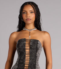 Break the Rules Lace Up Denim Corset Top