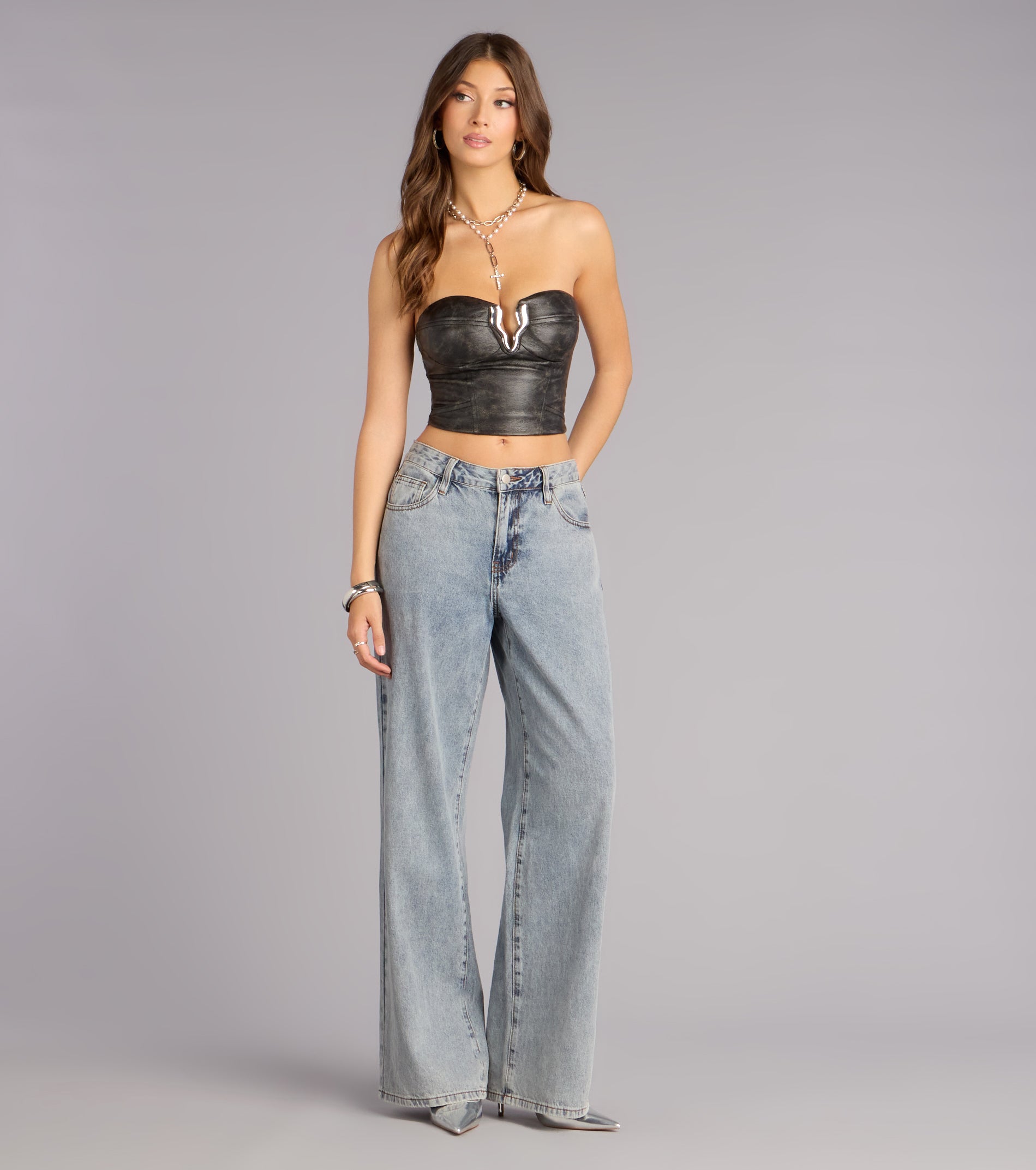 No Apologies Hardware Strapless Bustier Top