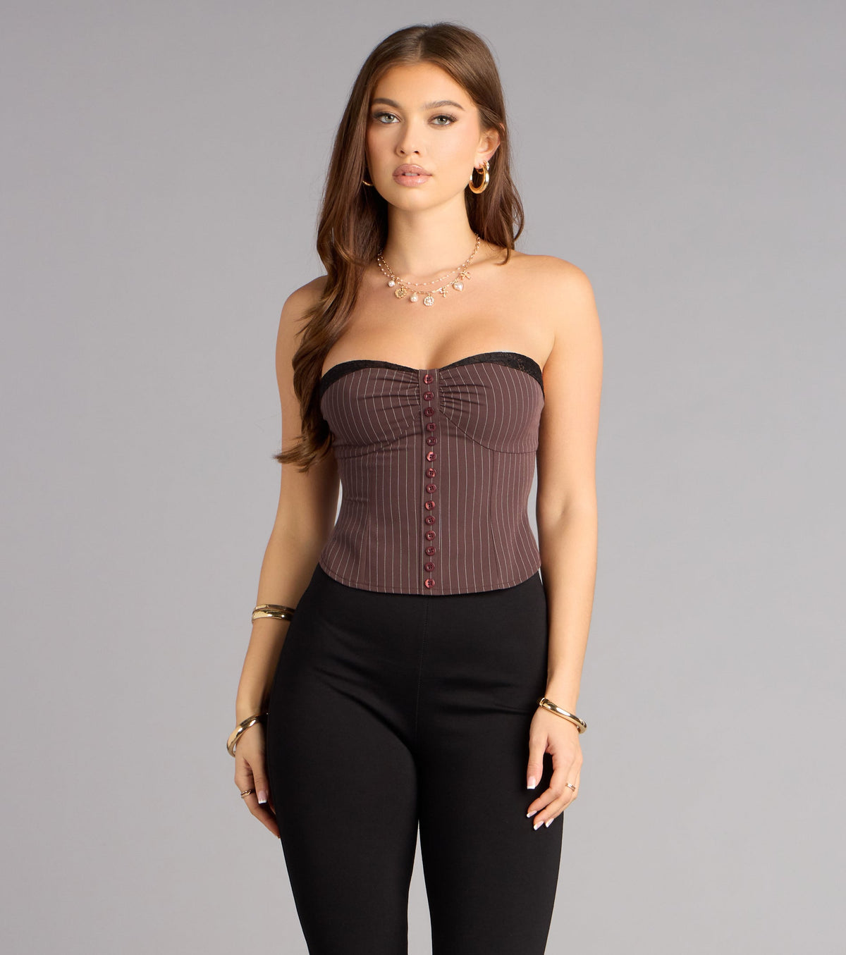 Buttoned Up After Hours Pinstripe Top
