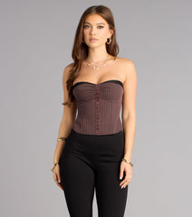 Buttoned Up After Hours Pinstripe Top