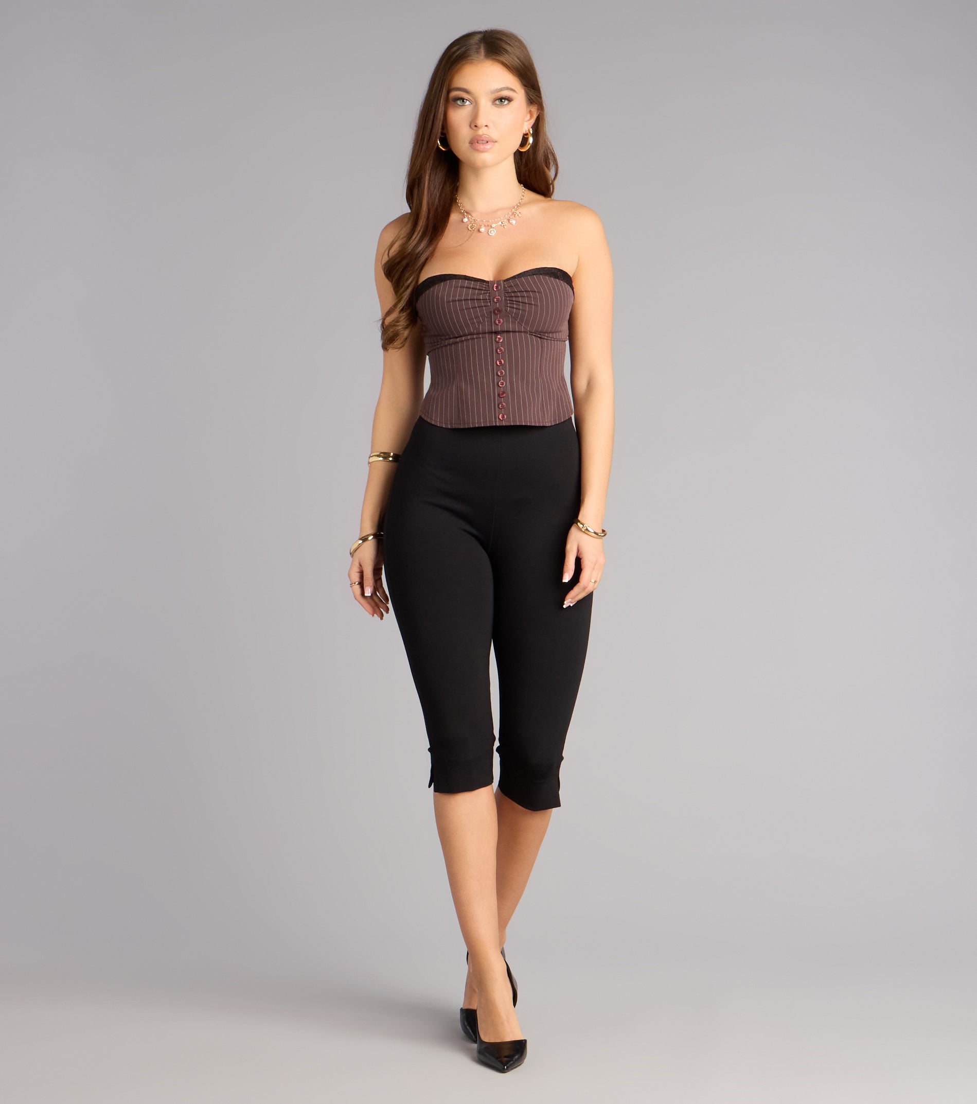 Buttoned Up After Hours Pinstripe Top