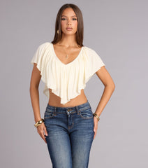 Easy Romance Ruffle Gauze Tie Top