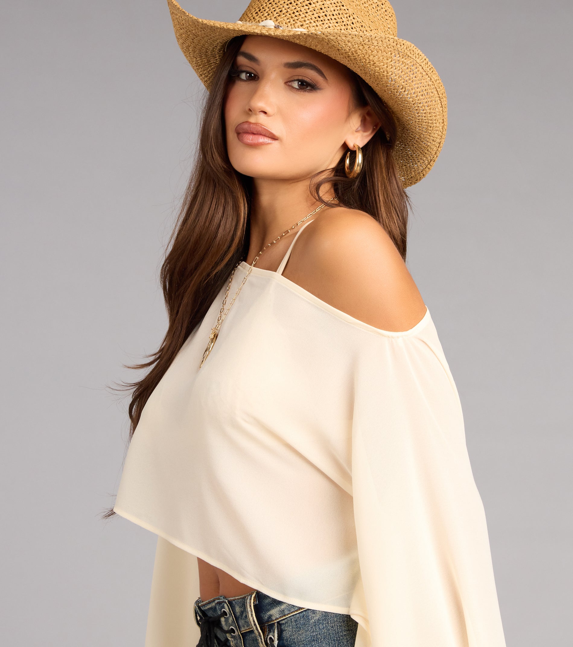 Airy Attitude Chiffon Poncho Top