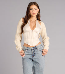 Cozy Chic Lurex Bolero Shrug