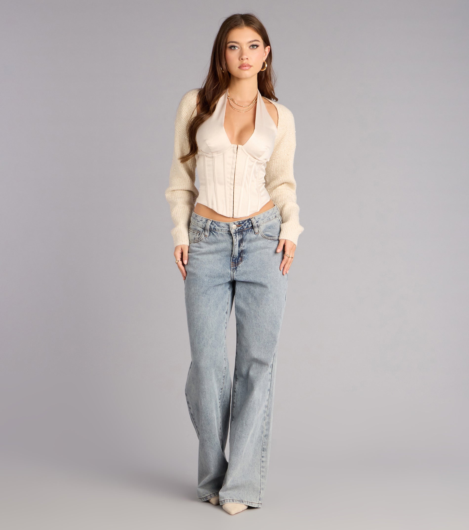 Cozy Chic Lurex Bolero Shrug