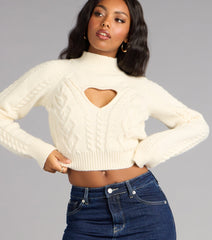 Heart to Heart Cable Knit Crop Sweater