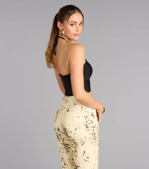 Center Stage Ring Detail Halter Crop Top