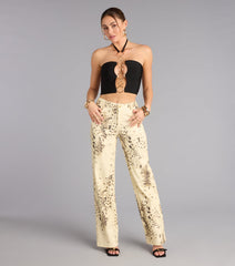 Center Stage Ring Detail Halter Crop Top