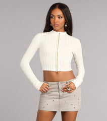 Easy Layer Zip-Up Crop Sweater