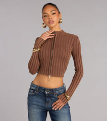 Quietly Cool Double Zip Ribbed Sweater