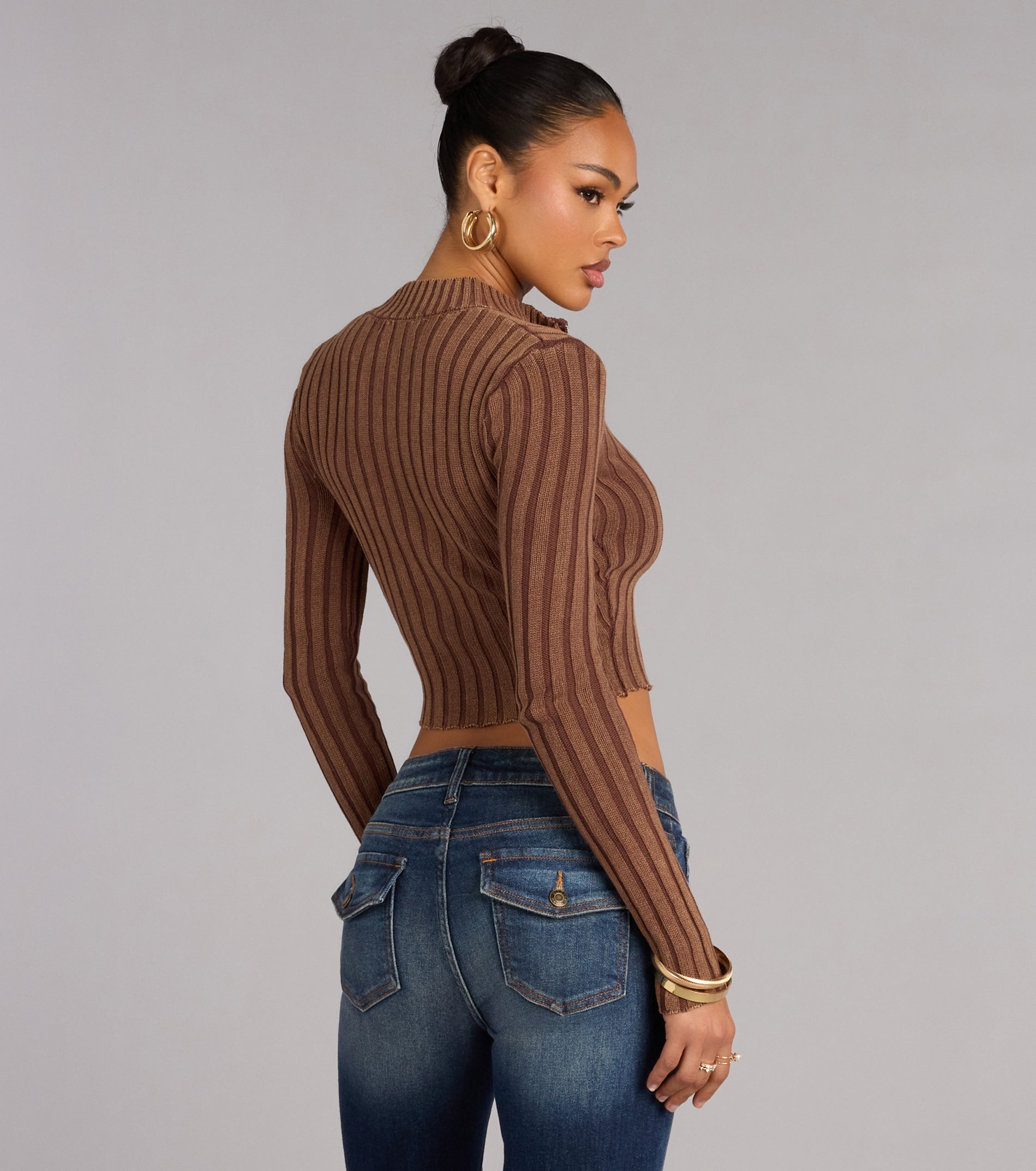 Quietly Cool Double Zip Ribbed Sweater