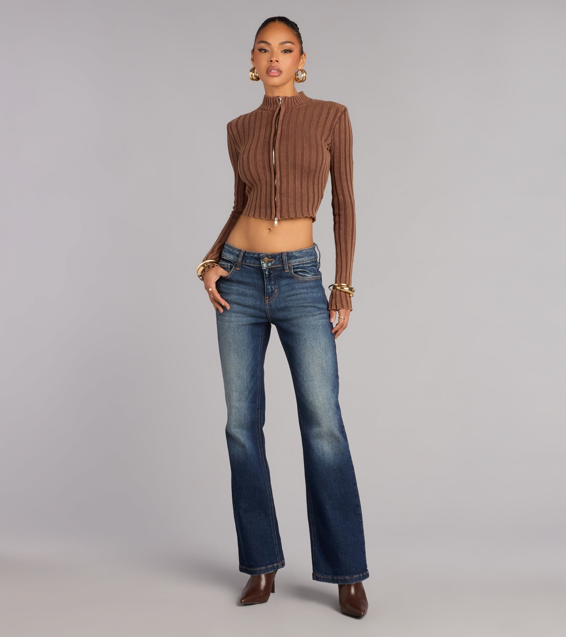 Quietly Cool Double Zip Ribbed Sweater