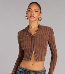 Quietly Cool Double Zip Ribbed Sweater
