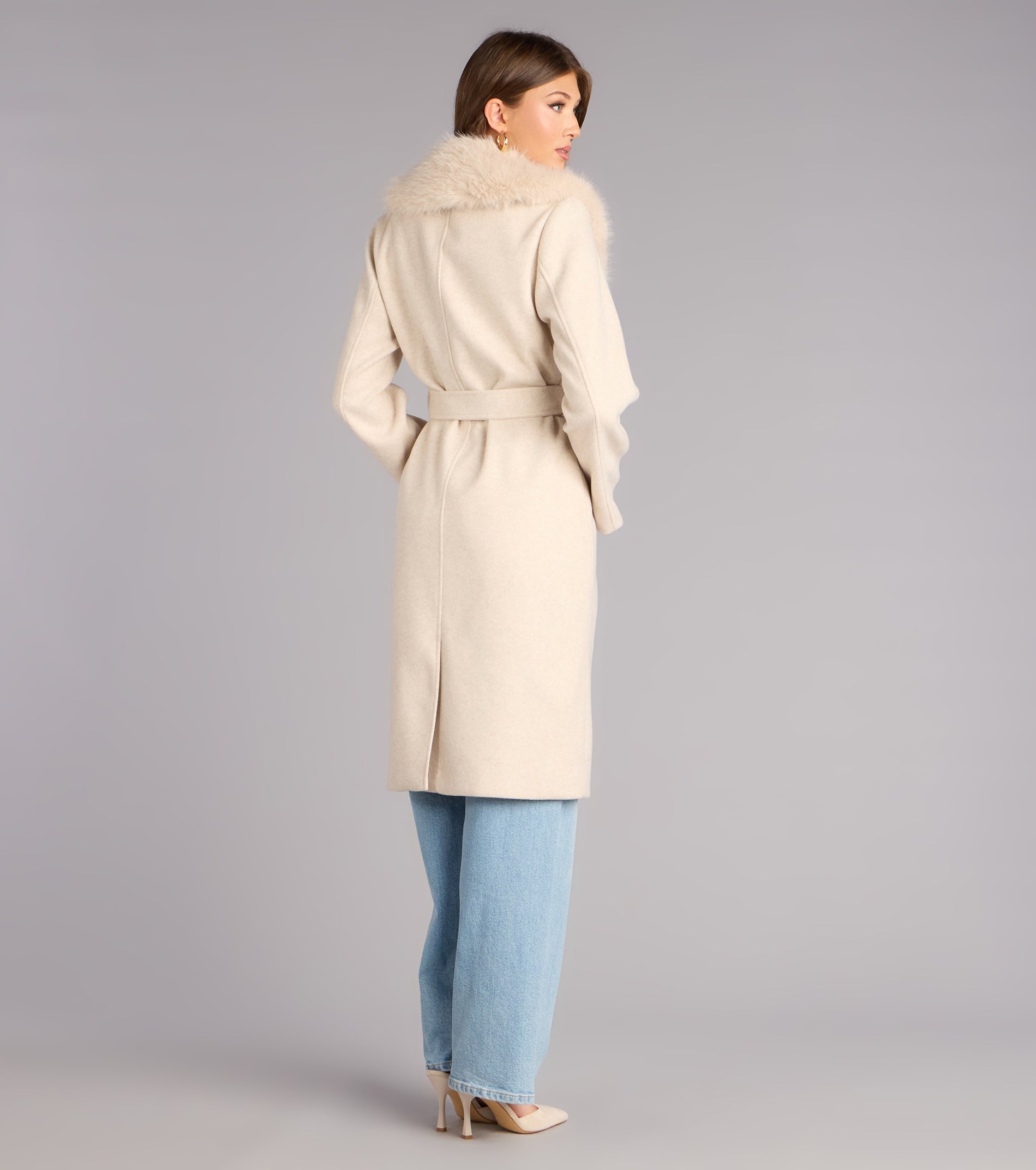 City Noir Removable Faux Fur Trench Coat
