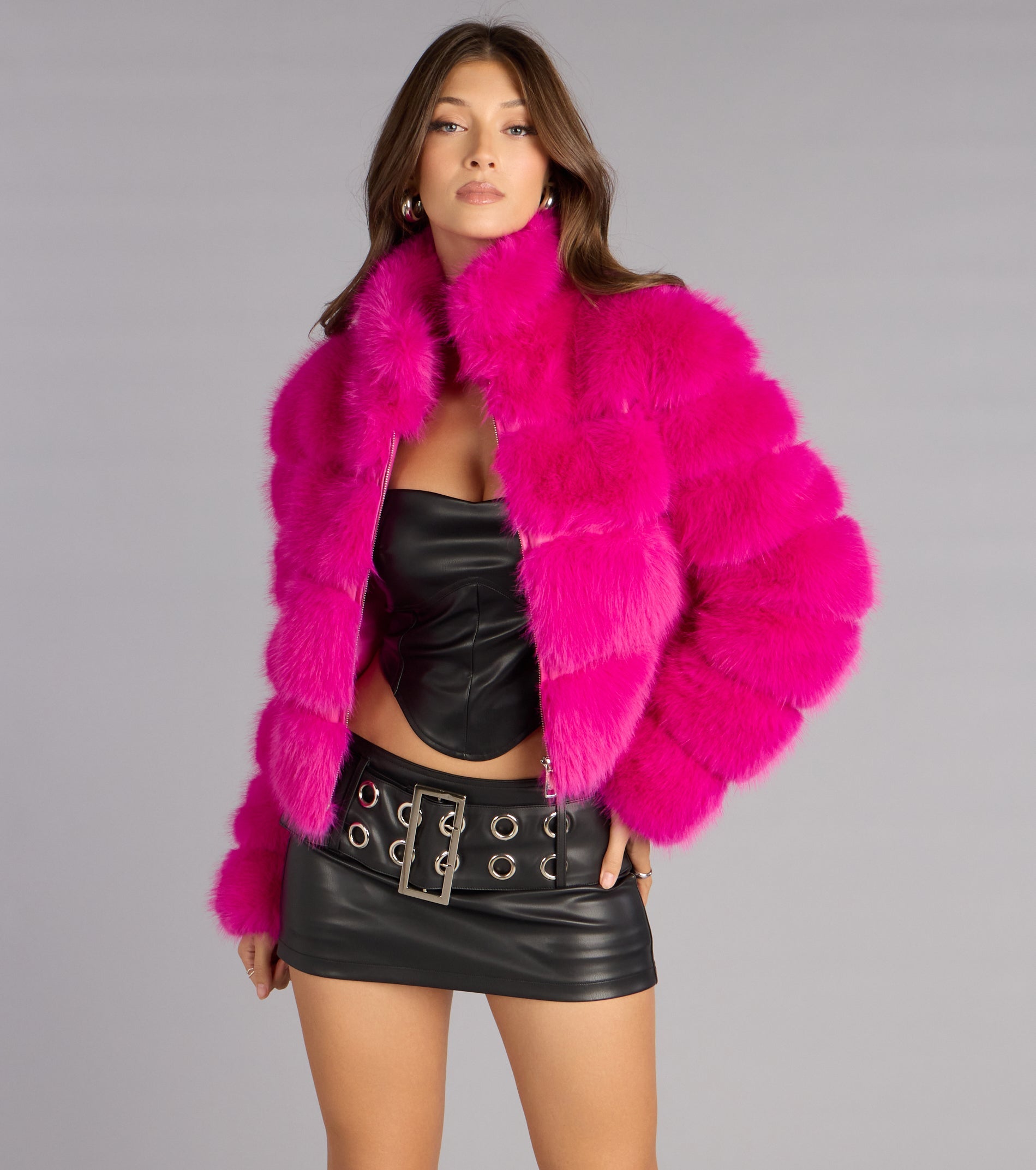 Frost Mode Faux Fur Crop Jacket