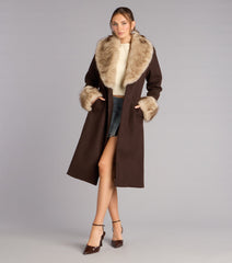 Glam It Girl Removable Fur Wool Coat